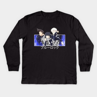 blue lock anime - Yoichi Isagi Baro and Nagi Kids Long Sleeve T-Shirt